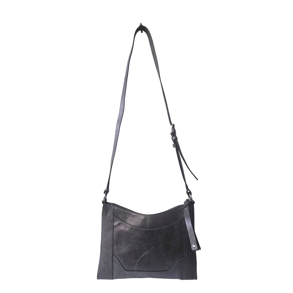 Frye Melissa Crossbody Bag Slate Grey Distressed Leather Adjustable Strap